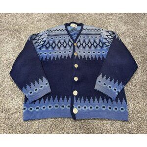Vintage White Ram Wool Sweater Blue Medium